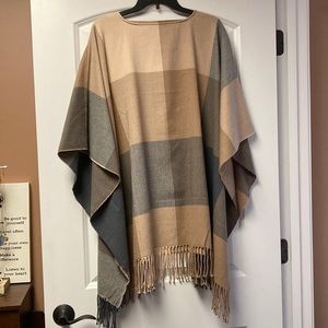 A New Day Grey and Tan Sweater Poncho